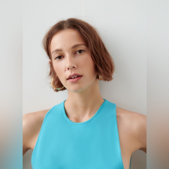 ZARA Turquoise Blue Bandage Knit Cross Open Back Midi Maxi Dress - Picture 14 of 17